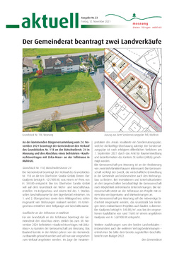 Mitteilungsblatt Nr. 23 vom 12. November 2021 Der Gemeinderat beantragt zwei Landverkäufe