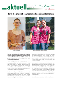 Mitteilungsblatt Nr. 14 vom 11. Juli 2025 Herzliche Gratulation unseren erfolgreichen Lernenden!
