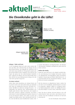 Mitteilungsblatt Nr. 19 vom 19. September 2025 Die Chronikstube geht in die Lüfte!