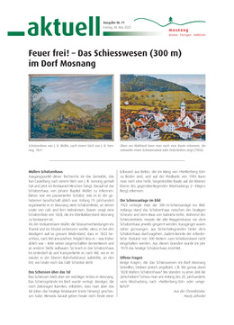 Mitteilungsblatt Nr. 11 vom 30. Mai 2025 Feuer frei! – Das Schiesswesen (300 m) im Dorf Mosnang
