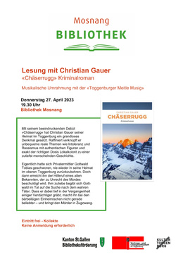 Flyer Lesung mit Christian Gauer