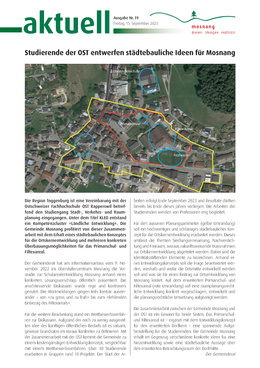 Mitteilungsblatt vom 15. September 2023 Studierende der OST entwerfen städtebauliche Ideen für Mosnang