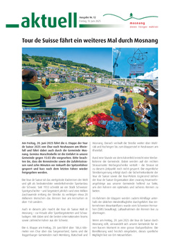 Mitteilungsblatt Nr. 12 vom 13. Juni 2025 Tour de Suisse fährt ein weiteres Mal durch Mosnang