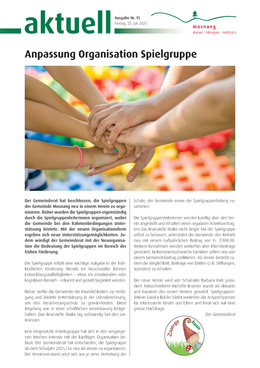 Anpassung Organisation Spielgruppe